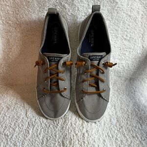Sperry - Top Sider - gray canvas - w/ leather laces